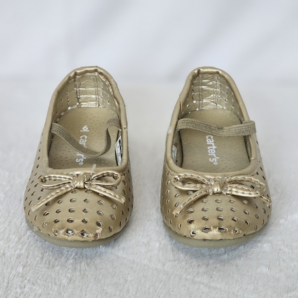 CARTER'S | Toddler Girl's Perforated Gold Ballet Flats, Size 6 - Picture 4 of 7